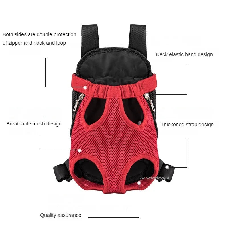 Pet Cat Dog Carrier Backpack Travel Breathable Double Shoulder Bag Mesh Carrier Front Bag for Small Pet Carrying Supplies